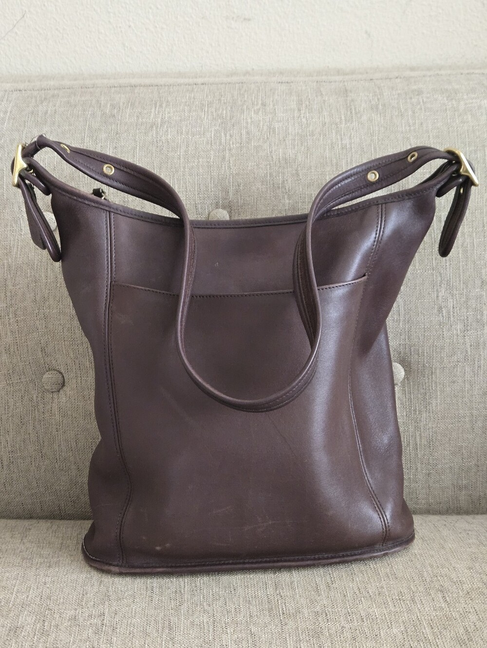 Coach 9060 Mahogany Brown Slim Duffle Sac Bag Purse Vintage Hangtag Leather
